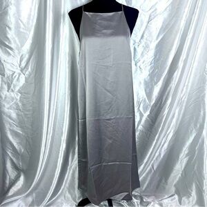 H&M Silver Silky Maxi Halter Dress Small NWT